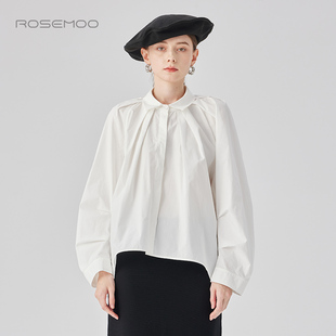 RCL3CC273B 棉感挺括叠褶衬衫 容子木ROSEMOO24年秋季 新款