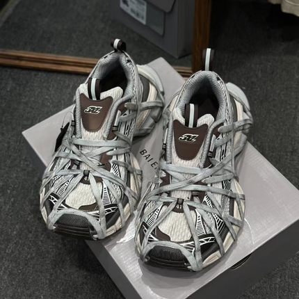 巴黎3xl绑带咖色老爹鞋男复古做旧2025秋季新款增高厚底休闲鞋女