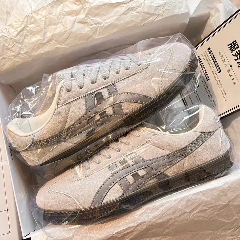 鬼家-复古德训鞋男女款灰色夏季2025新款真皮休闲运动阿甘鞋