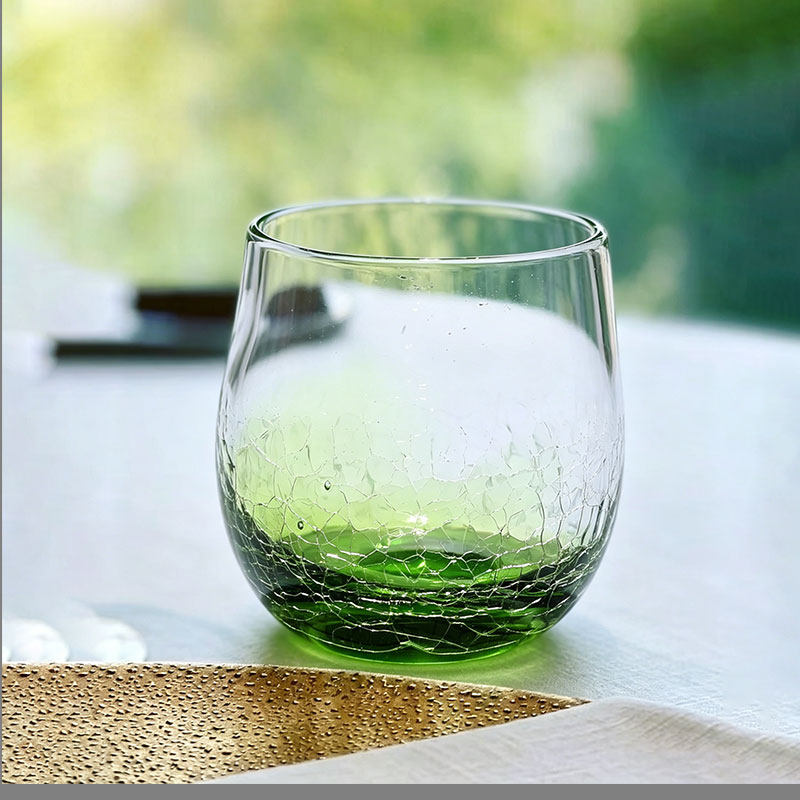 流动的夏天冰裂杯出口日本津轻系列高颜值酒杯玻璃杯水杯牛奶杯