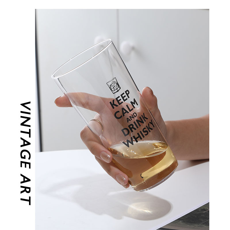Keep Calm and Drink Whisky威士忌杯酒杯中古薄玻璃highball杯子