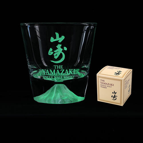 山崎富士山夜光酒杯中古日式水晶