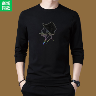 2025秋冬加绒潮流休闲印花艺术感打底卫衣 t恤男士 正品 意大利长袖