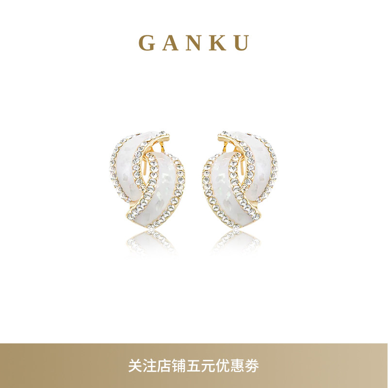GANKU白色贝母耳环2026新款925银针高级感超闪耳钉女气质轻奢耳饰