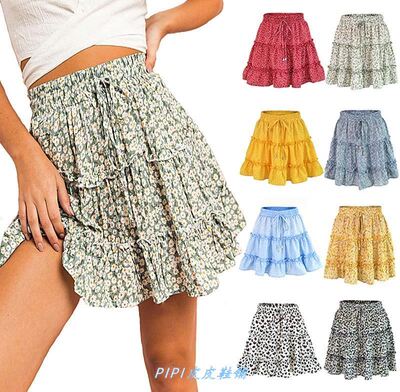 summers floral short dress skirts for women半身裙女a字短裙夏