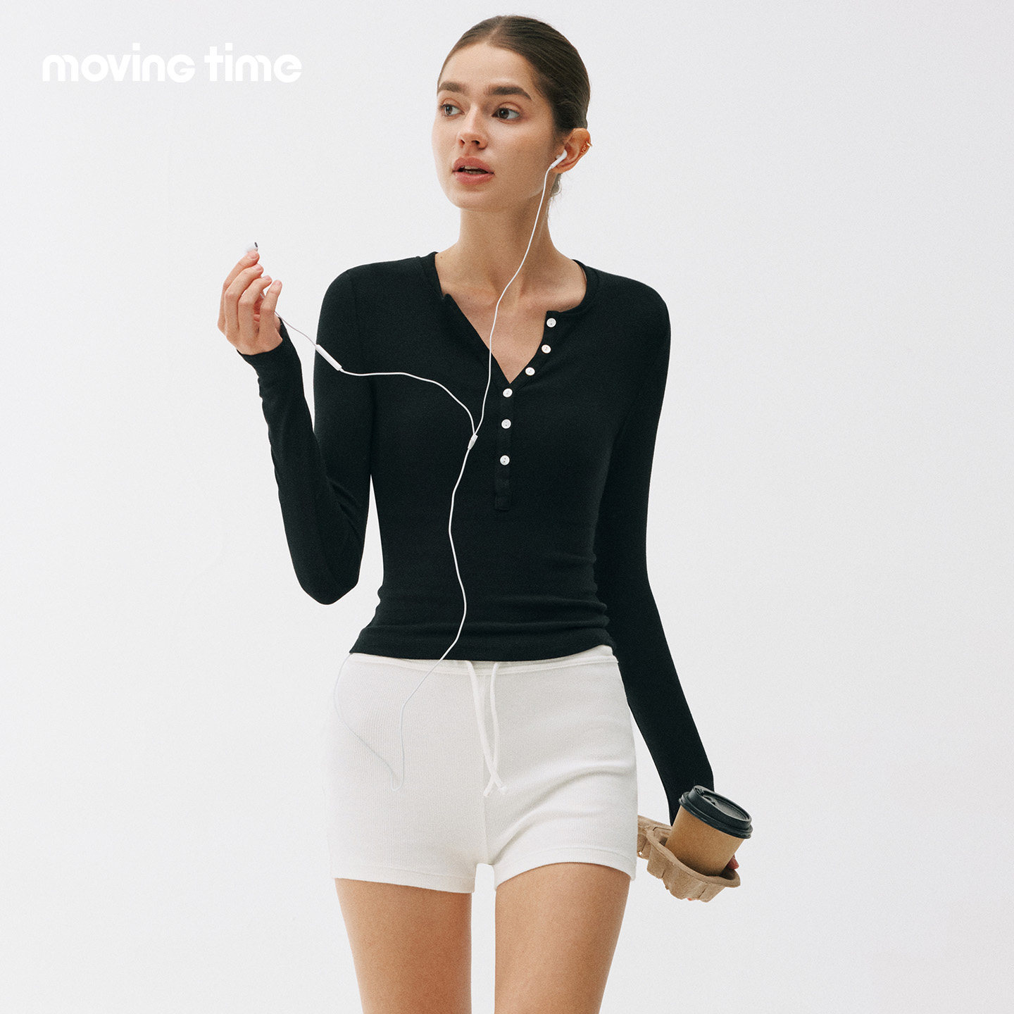 movingtime亨利衫长袖女款上衣T恤修身显瘦内搭健身运动瑜伽服秋