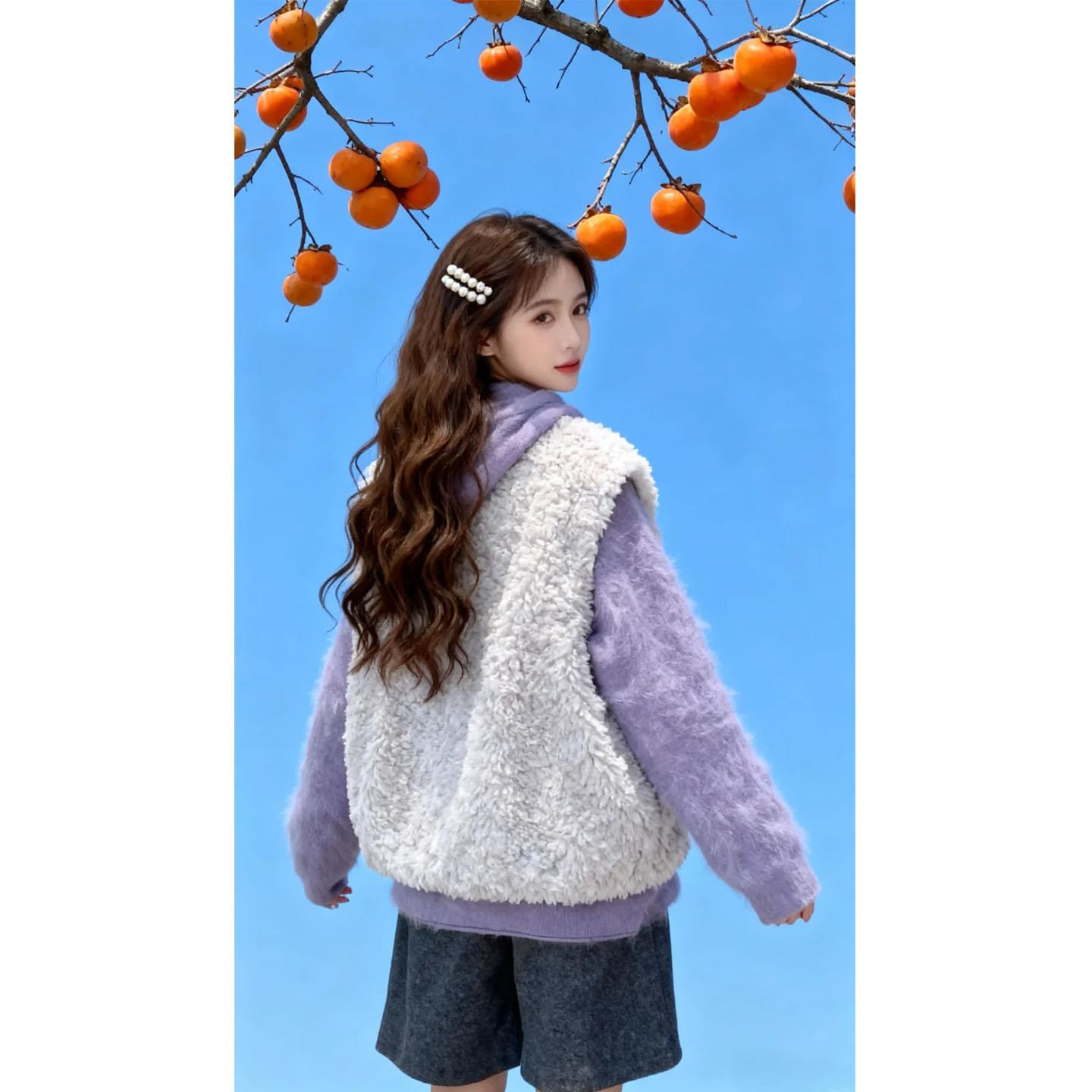 JOYIASS2026超火穿搭一整套韩系洋气马甲外套内搭连帽毛衣阔腿短