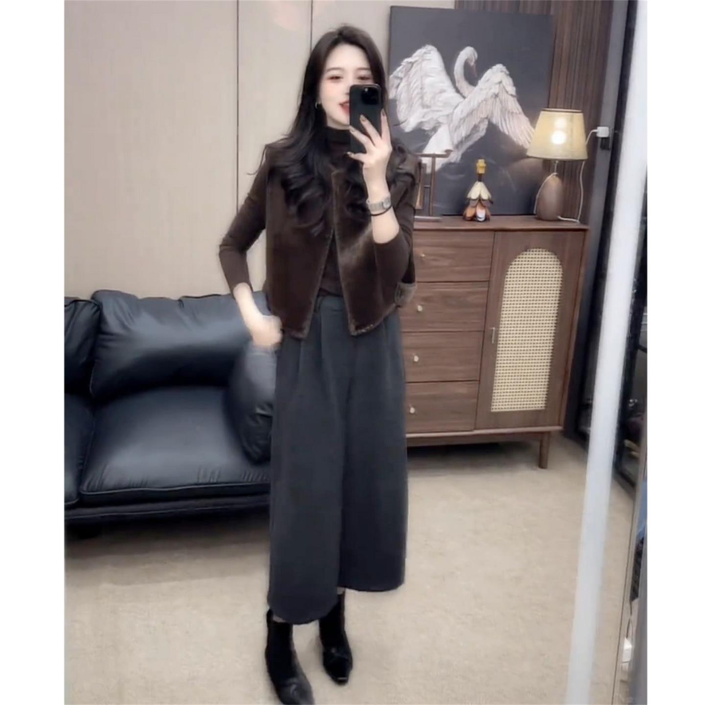 JOYIASS港风穿搭一整套港味高级感马甲外套内搭高领打底衫宽松阔