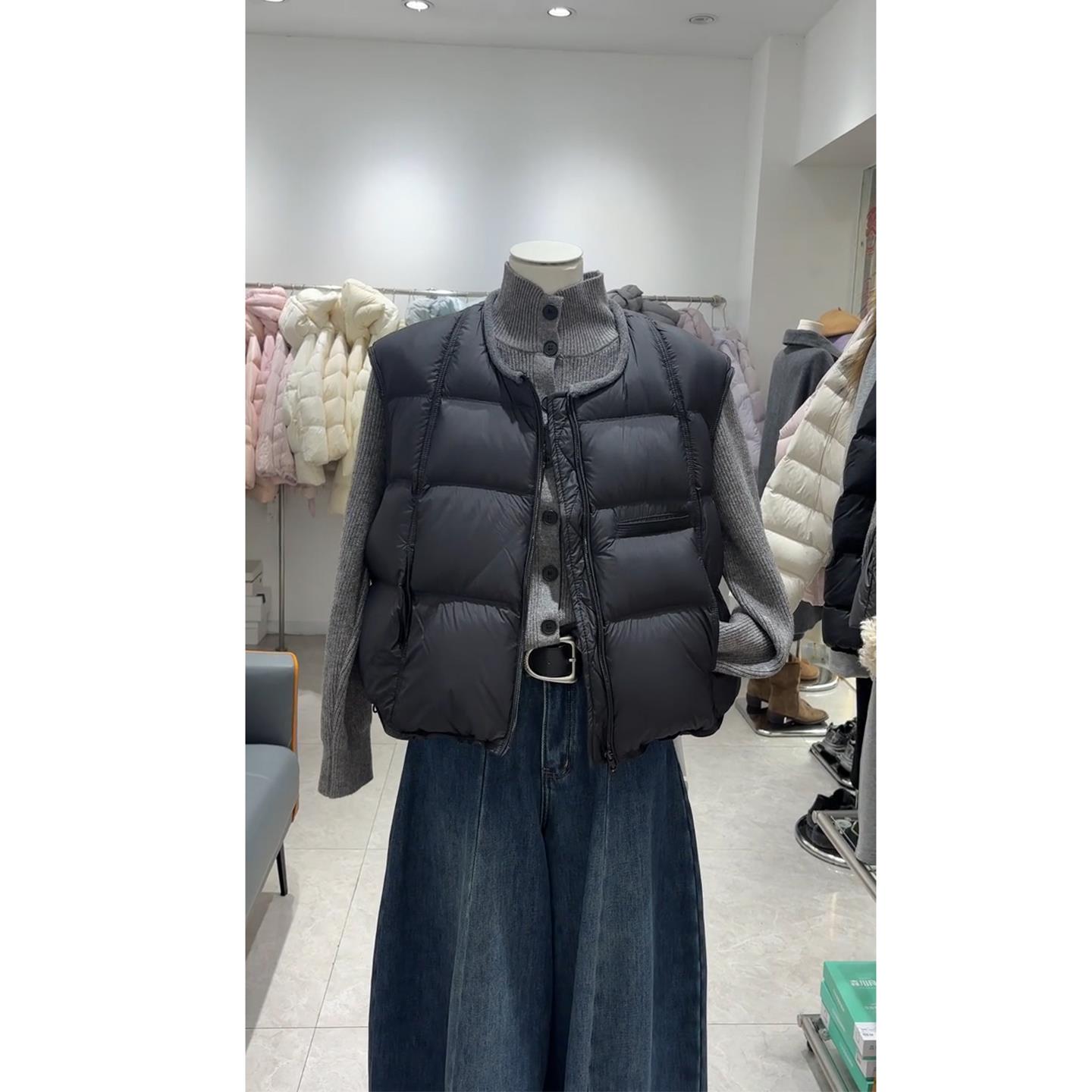 JOYIASS冬季一整套穿搭高级感马甲服外套内搭高领针织衫阔腿牛仔