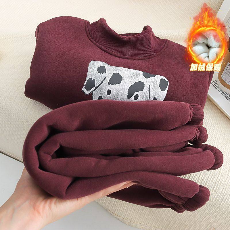 2025冬季新款童装儿童卫衣套装加绒加厚宝宝保暖男童两件安可拉红,运动/瑜伽/健身/球迷用品,情侣装泳衣,淘宝优惠券,粉丝福利购,淘宝优惠卷