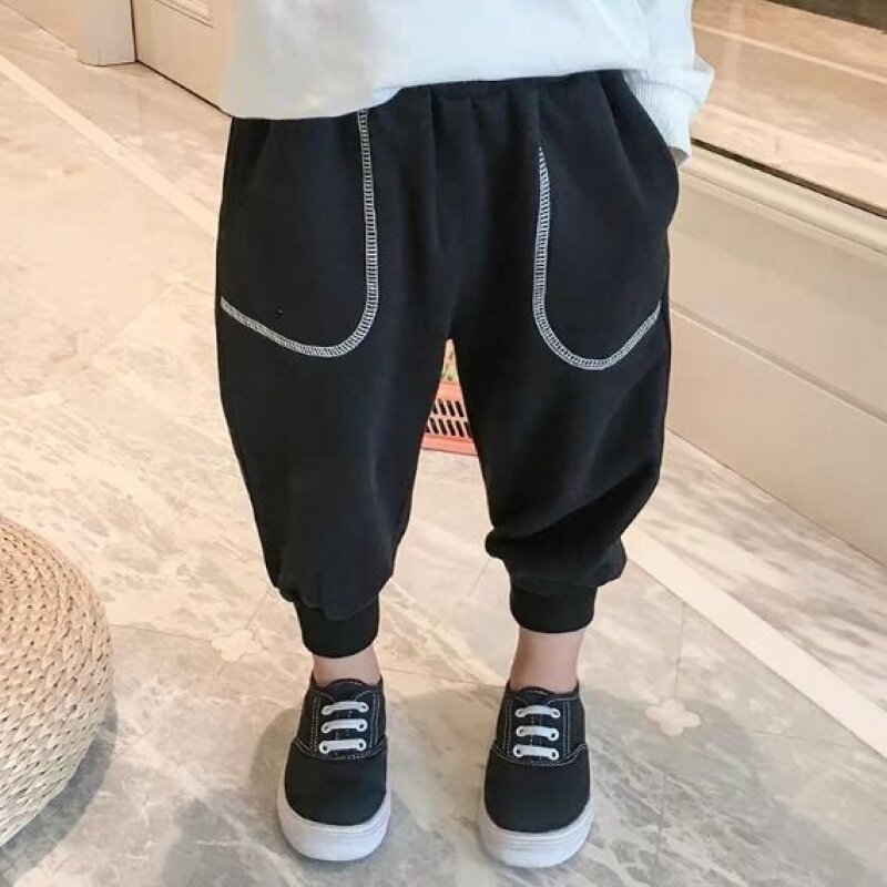 男童裤子2021春装新款宝宝哈伦裤春秋宽松束脚洋气儿童休闲长裤潮