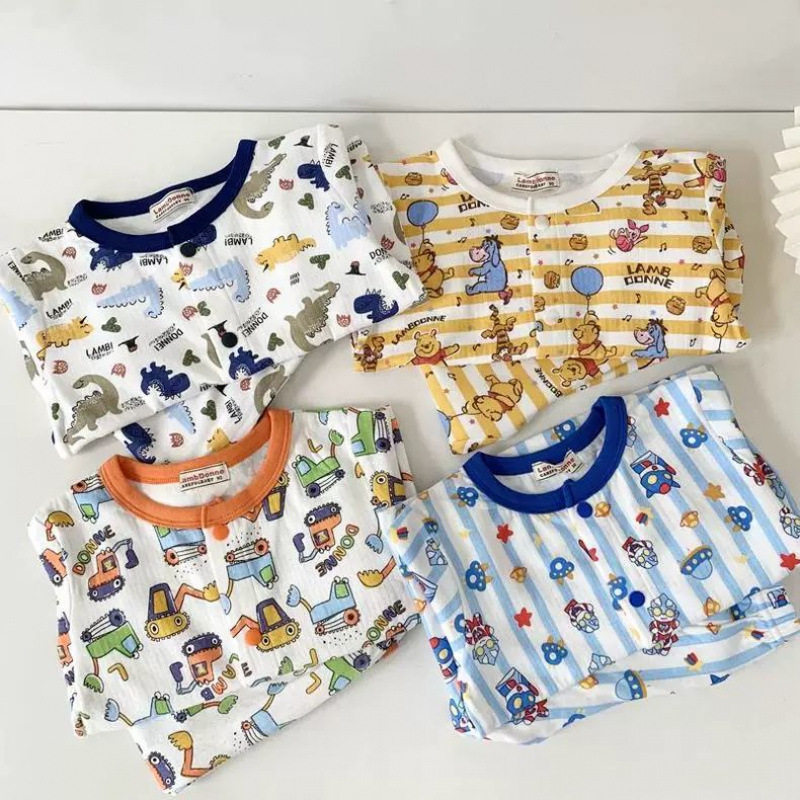 童童家居服套装~ 夏季新品男宝休闲居家宝宝呼吸棉透气睡衣潮图片