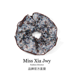港风复古双层大肠发圈绢纱印花木耳边肥肠圈韩国洋气发绳秋冬头饰