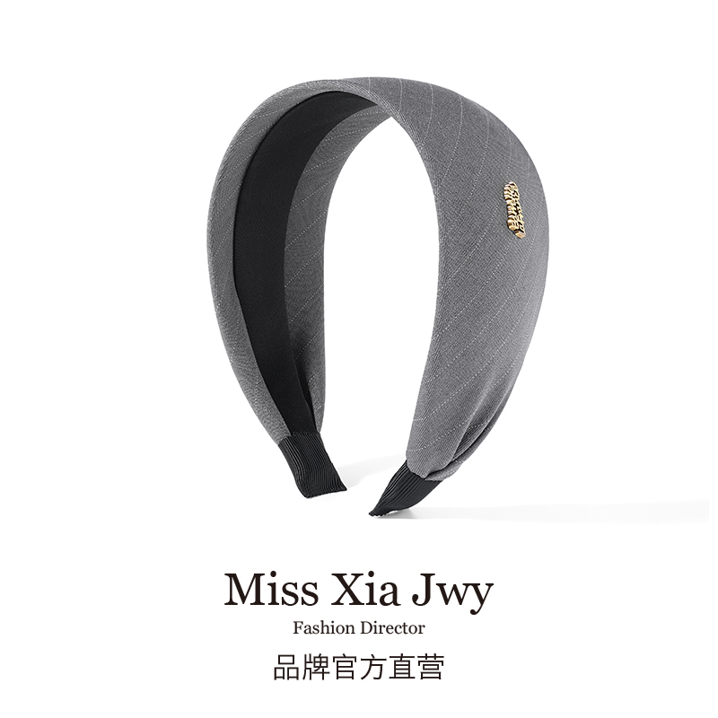 灰色高级感宽边发箍女头箍高颅顶