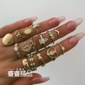 Vintage rings women ladies 15pcs joint ring accessory sets