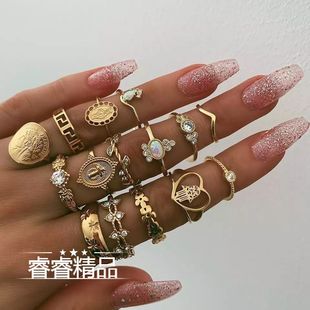 15pcs Vintage women ring ladies accessory joint rings sets
