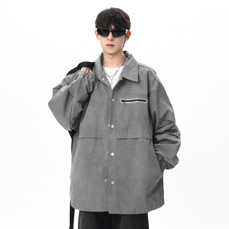STA美式宽松翻领外套工装夹克男