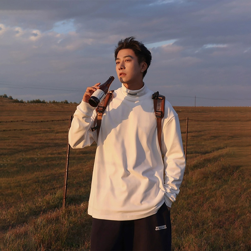 STA长袖T恤宽松男刺绣logo保暖