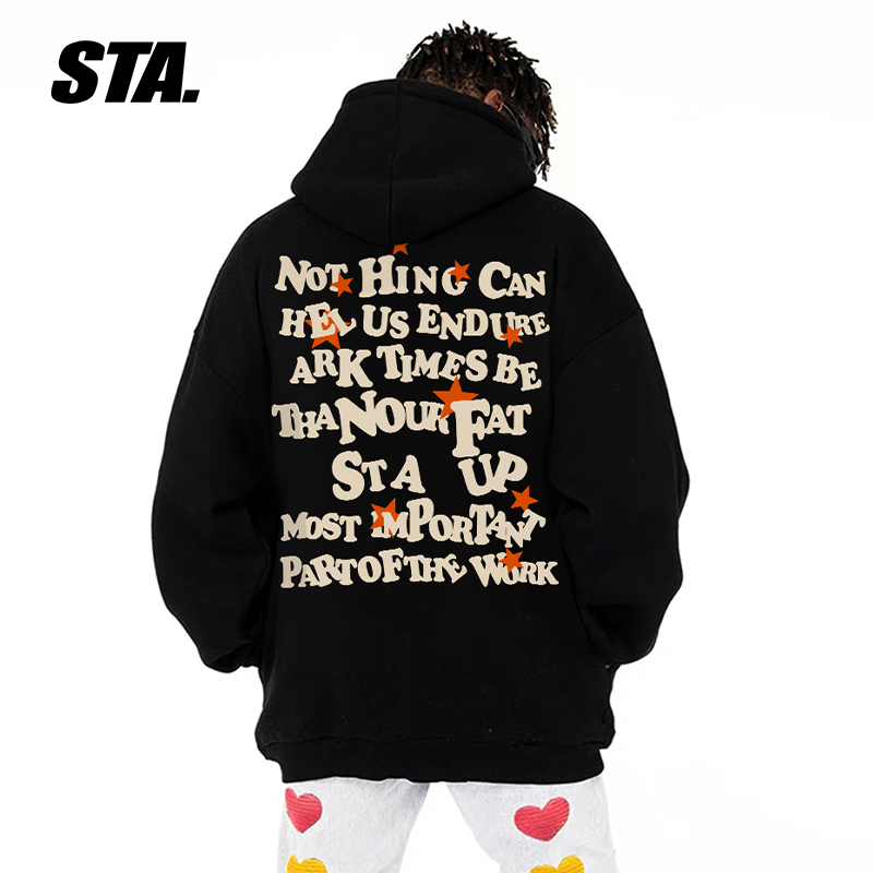 STA国潮牌脏辫男连帽卫衣帽衫男