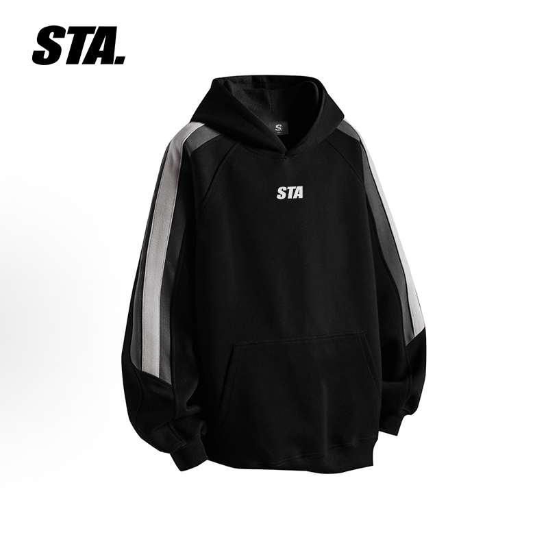 STA美式重磅卫衣男士宽松连帽衫