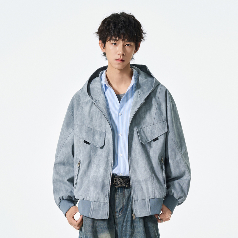 STA美式连帽夹克短款重工外套男