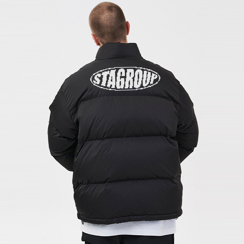 STA国潮冬季马赛克像素棉衣棉服羽绒服美式男加厚保暖外套面包服