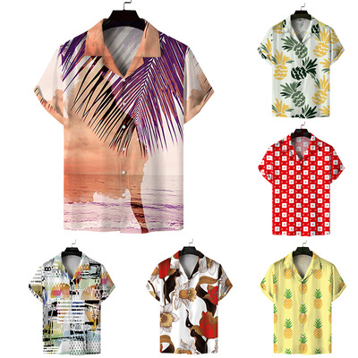 沙滩3D印花宽松开衫T恤