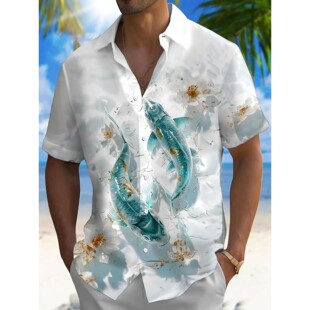 3D printed geometric pattern shirt3D男士印花几何图形短袖衬衫