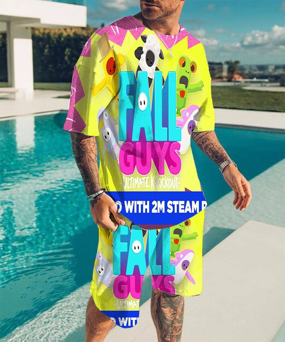 mens 3d printed t-shirt two-piece set 男士3d数码印花t恤套装