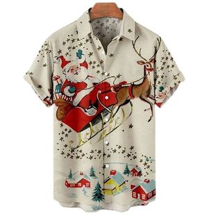 plus size lapel 3D圣诞大码 print shirt 翻领衬衣 Christmas
