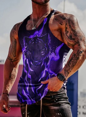 Casual 3D animal round collar vest    休闲3D动物圆领无袖背心