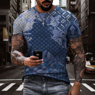 数码 Digital Neck Crew Print 印花t恤男士 Casual Shirt Men