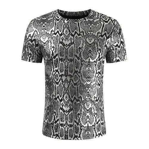 3D python pattern loose round neck T-shirt 3D蟒纹宽松圆领T恤