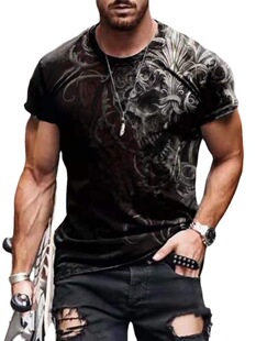 T恤男 Neck Printed Men Sleeve Round Short Shirt 2022 New