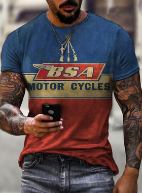 Round neck slim short-sleeved T-shirt men圆领修身青年印花T恤