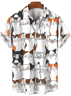 Casual 3D animal plus-size lapel shirt休闲3D动物大码翻领衬衣