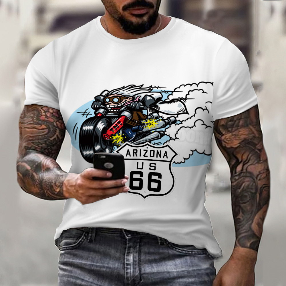 Casual 3D anime print round neck T-shirt 3D动漫印花休闲T恤男