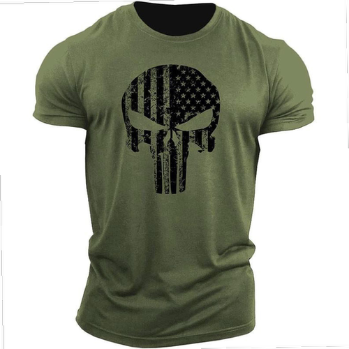 3D skull print casual short sleeve T-shirt3D骷髅印花休闲短袖