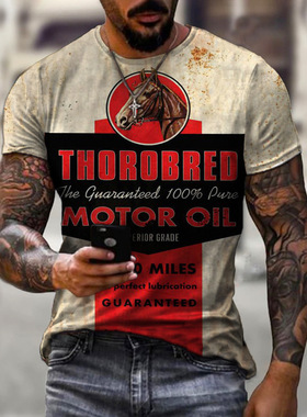 Summer new men's slim round neck T-shirt trend 男士3d印花T恤