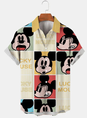 Retro 3D printed lapel loose shirt    复古3D印花翻领宽松衬衣