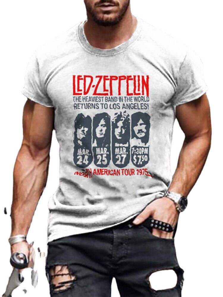 Round Neck Print Slim Fit Men's T-Shirt 圆领印花修身男式T恤