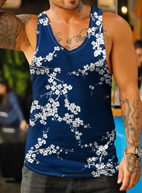 Thin sport 3D print sleeveless vest   薄款运动3D印花无袖背心