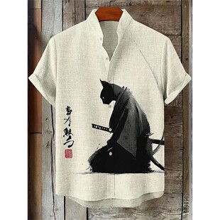 Printed Men Sleeve 衬衫 Shirt Short Lapel 3D印花翻领短袖