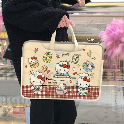 HelloKitty笔记本电脑包14寸女斜挎包适用macbook13.3寸联想小新air15.6寸保护套华为matebook16.1内胆包17寸