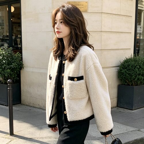 2026年女新款毛绒复古短外套秋冬港宽松羊羔百搭味小个子上衣长袖