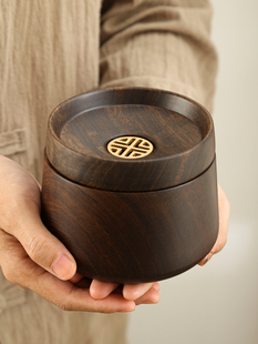 黑檀木茶洗茶渣缸家用木质带盖建水茶滤水盂杯洗茶具茶道配件大全