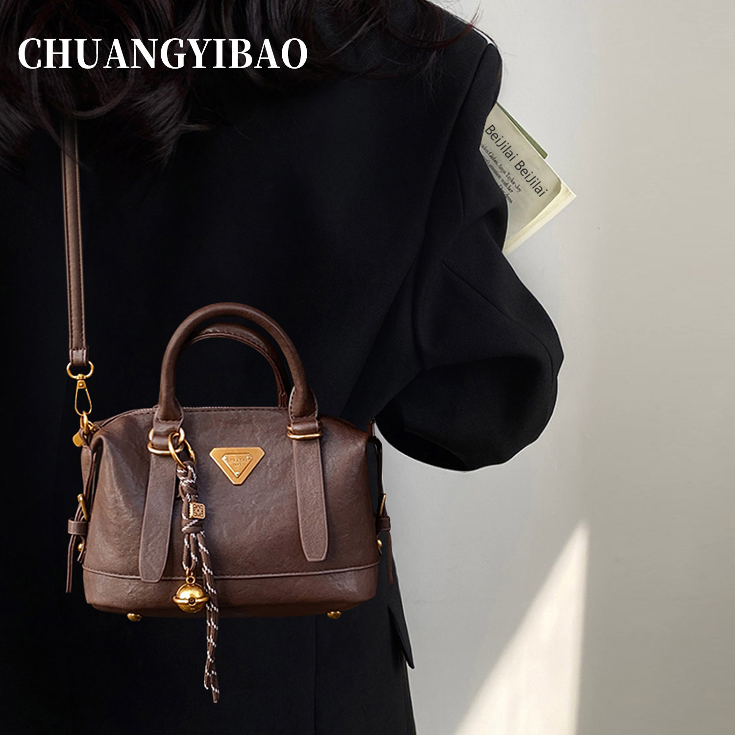 超火波士顿手提包包女式2025新款秋冬轻奢小众高级质感单肩斜挎包,箱包皮具/热销女包/男包,小方包,淘宝优惠券,粉丝福利购,淘宝优惠卷