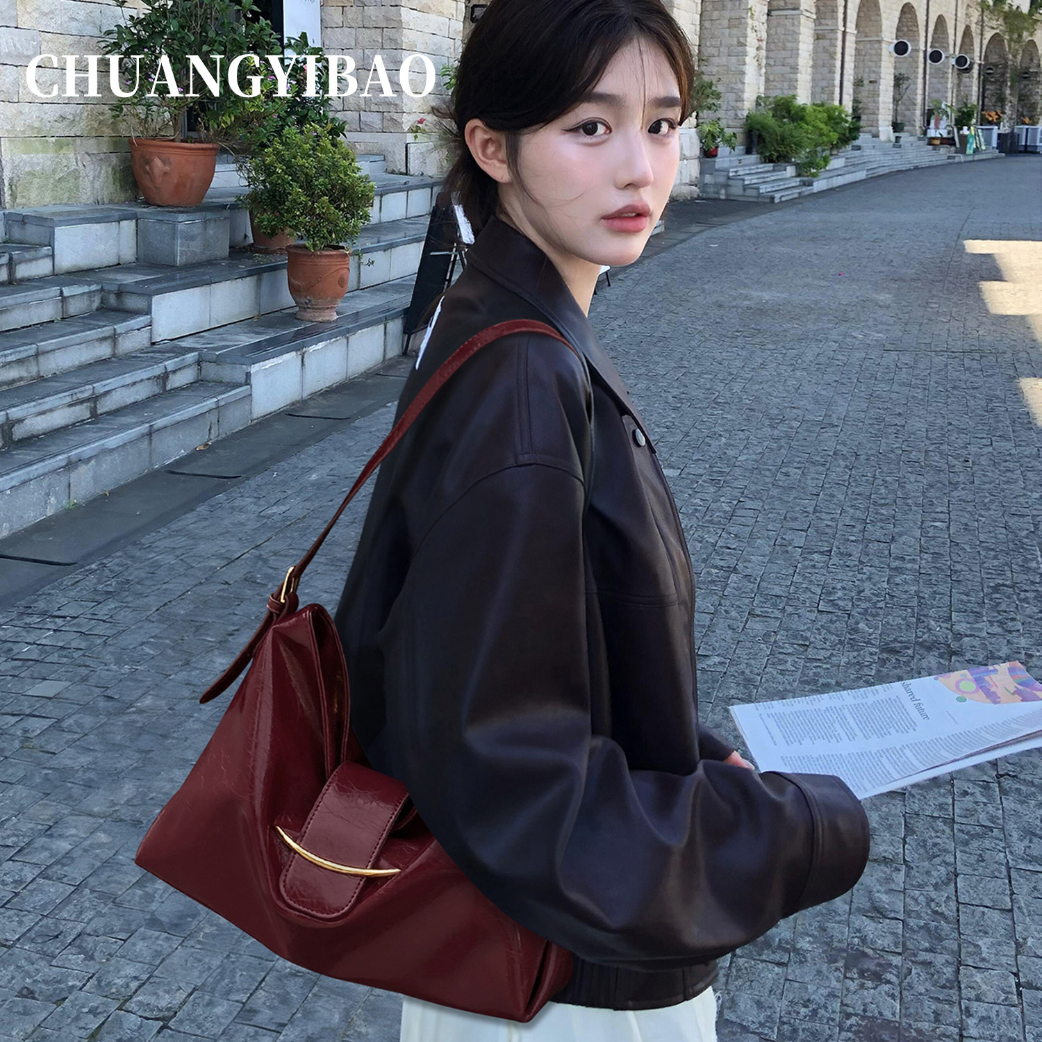 红色超火腋下托特包包女2025新款秋冬轻奢小众高级感斜挎新娘婚包,箱包皮具/热销女包/男包,腋下包,淘宝优惠券,粉丝福利购,淘宝优惠卷