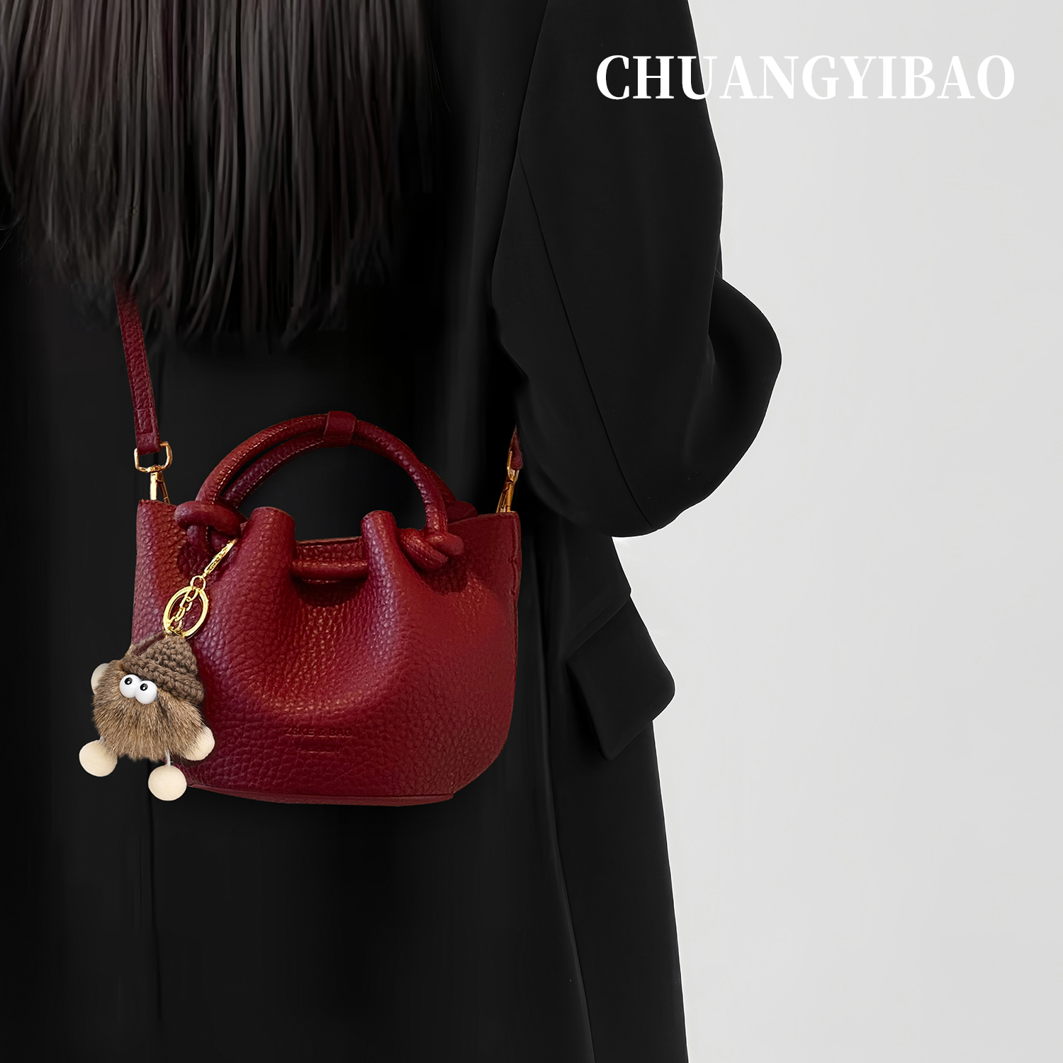 【品牌直营】超火红色水桶包