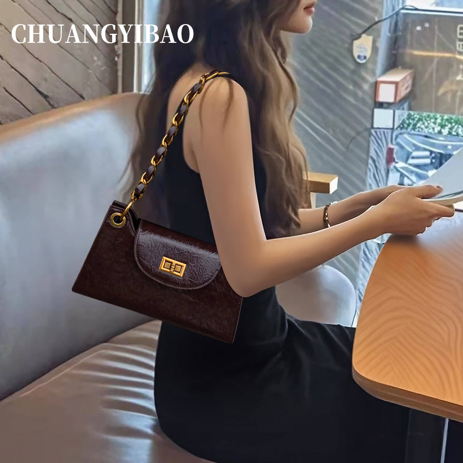 咖色超火精致链条腋下包包女式2025新款轻奢小众高级感通勤斜挎包,箱包皮具/热销女包/男包,腋下包,淘宝优惠券,粉丝福利购,淘宝优惠卷